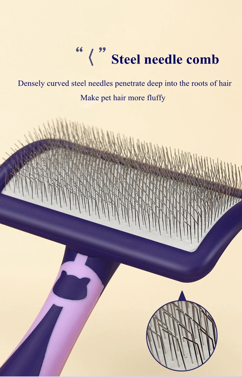Dog Brush Stainless Steel Dogs Combs Massage Dog Grooming Brush Pet Hair Remover Cleaning Tools Soft Handle Cat Comb Cat Br Comb