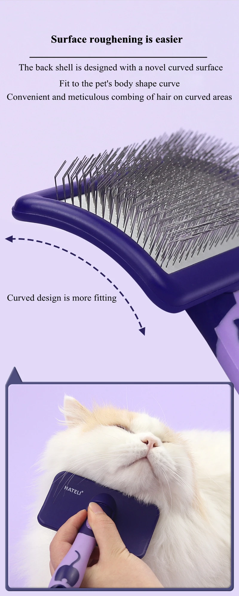 Dog Brush Stainless Steel Dogs Combs Massage Dog Grooming Brush Pet Hair Remover Cleaning Tools Soft Handle Cat Comb Cat Br Comb