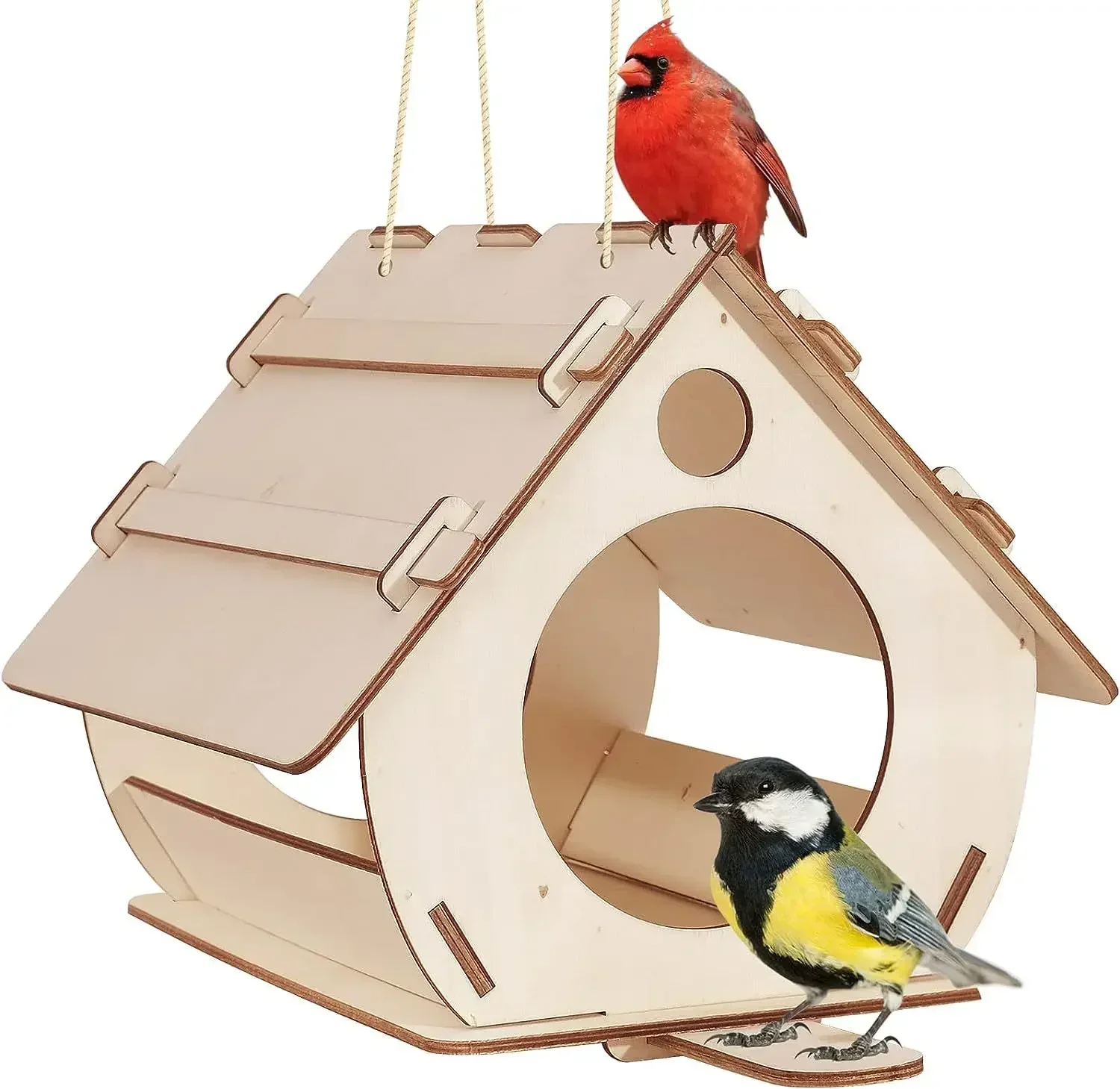Hanging wooden bird feeders Aviary DIY assembled outdoor garden decorative feeders Birdcage Birdhouse