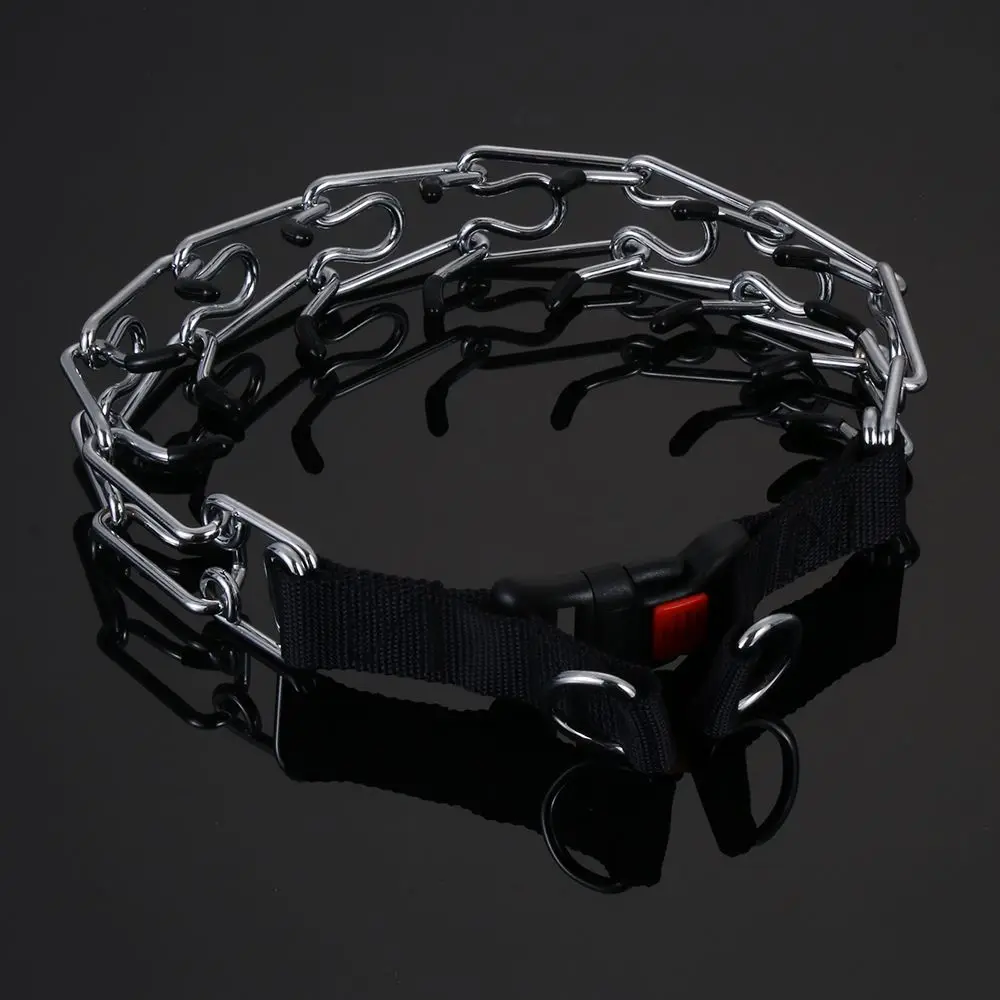 Adjustable Dog Prong Collar Pet Pinch Training Collar Stainless Steel Links with Rubber Tips Quick for Small Medium Large Dog