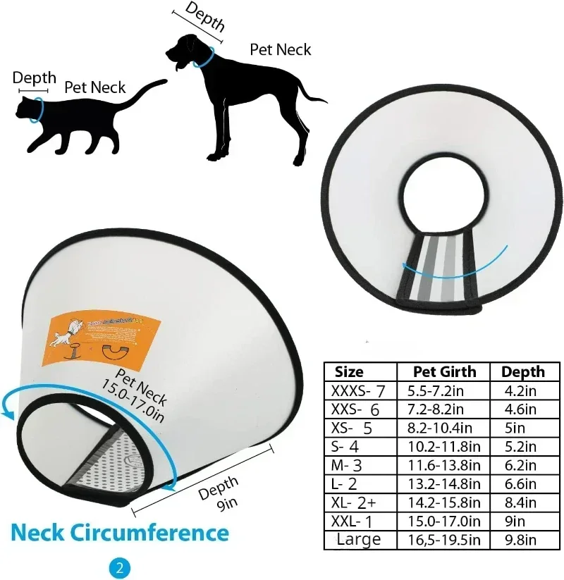 Pet Elizabeth Collar Puppy Anti Bite Grasping Collar for Small Large Dogs Recovery Cone Ring Cats Neck Wound Healing Accessories