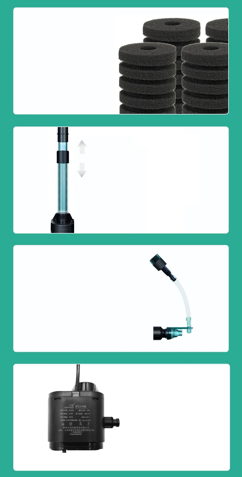 Qanvee Electric Water Sponge USB Purifier Biological Oxygen Fish Tank Filter Foam Aquarium Accessories Filtro Akvarium Canister