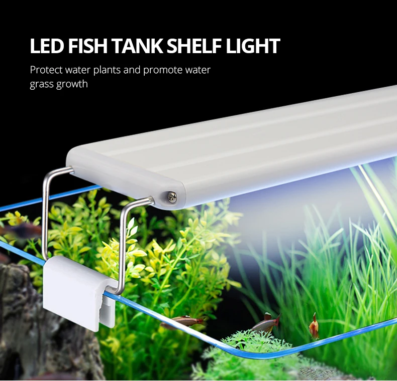 220V Strip Aquarium Light LED Waterproof Fish Tank Clip Light Underwater Decor Lighting Submersible Lamp Plant Grow Lamp 18-48cm