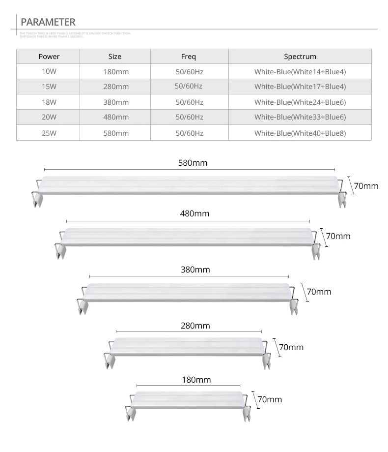 220V Strip Aquarium Light LED Waterproof Fish Tank Clip Light Underwater Decor Lighting Submersible Lamp Plant Grow Lamp 18-48cm