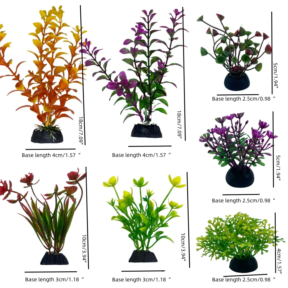 12PCS Artificial Aquarium Decor Plants Water Weeds Ornament Aquatic Plant Fish Tank Grass Decoration Accessories