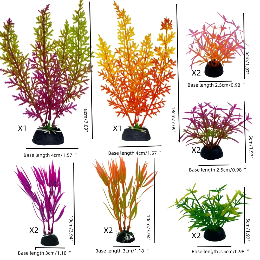 12PCS Artificial Aquarium Decor Plants Water Weeds Ornament Aquatic Plant Fish Tank Grass Decoration Accessories