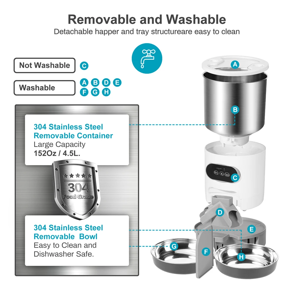 Tuya Smart APP Pet Feeder Cat Dog Food Dispenser Suitable For Small And Medium-Sized Cats And Dogs Mobile Phone Remote Feeding