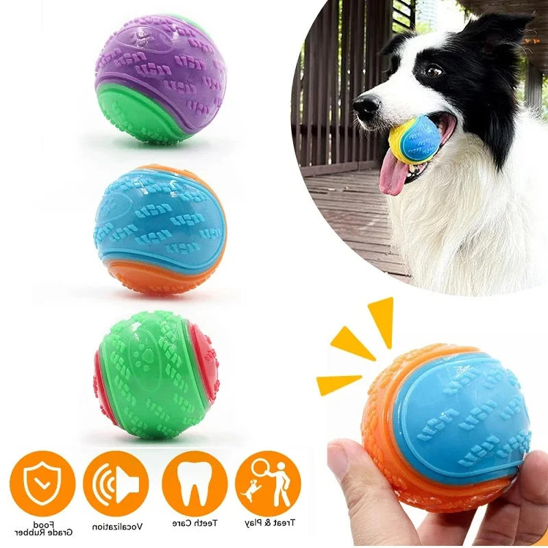 Dog Interactive Ball Soft TPR Toy for Dog Interactive Training Dog Ball Pet Teeth Cleaning Bite Resistance Ball Toy Random Color