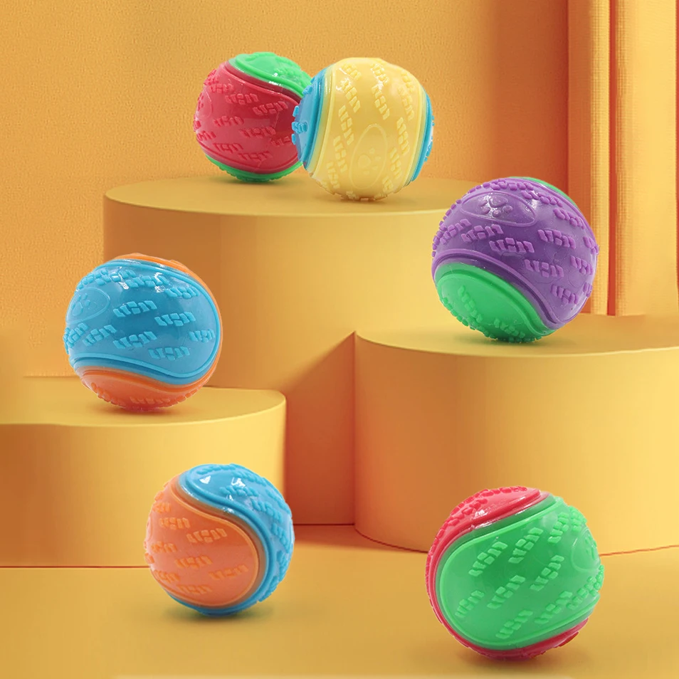 Dog Interactive Ball Soft TPR Toy for Dog Interactive Training Dog Ball Pet Teeth Cleaning Bite Resistance Ball Toy Random Color