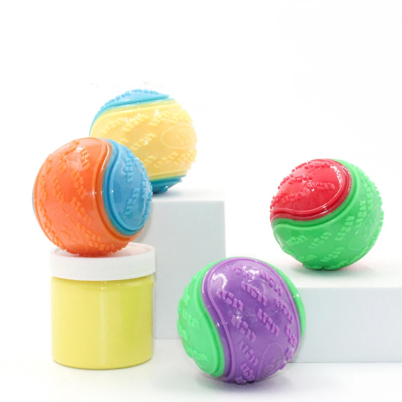 Dog Interactive Ball Soft TPR Toy for Dog Interactive Training Dog Ball Pet Teeth Cleaning Bite Resistance Ball Toy Random Color