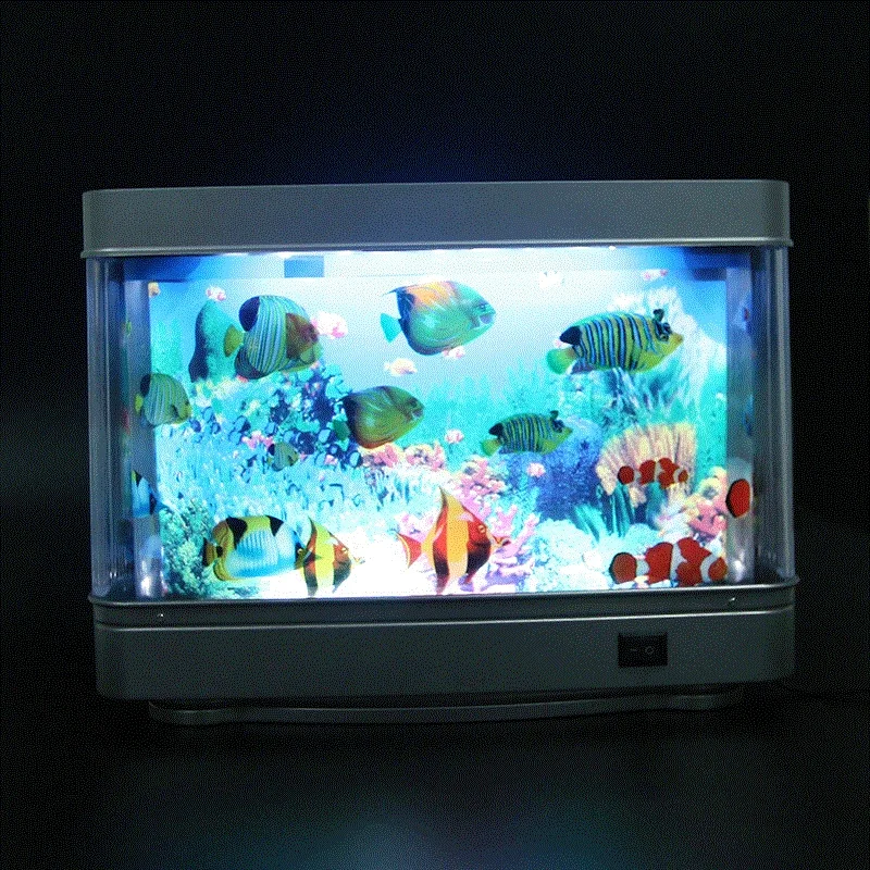 Dynamic Virtual Ocean Led Fish Tank Lamp Dolphin Artificial Tropical Landscape Aquarium Mood Night Light Cute Room Decoration