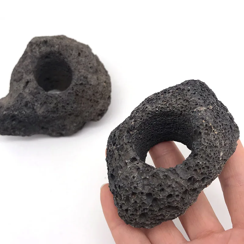 Volcanic Aquarium Decoration Fish Tank Plant Fixing Pot Polka Water Plants Potted Planting Cup Aquarium Accessories Filter Black