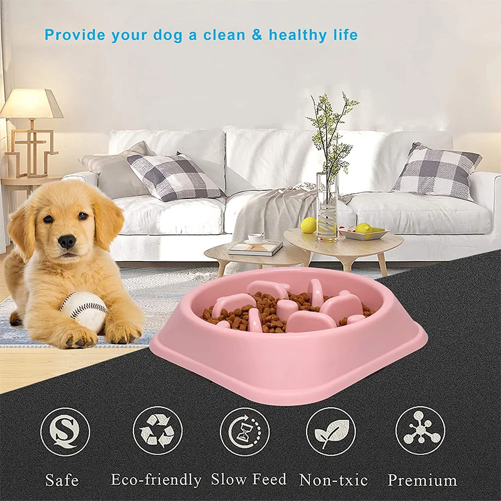Pet Dog Slow Feeder Bowl Non Slip Puzzle Bowl Anti-Gulping Pet Slower Food Feeding Dishes Dog Bowl for Medium Small Dogs Puppy