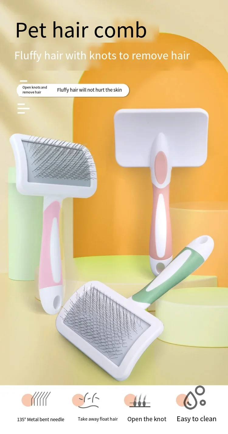 Pet Hair Shedding Comb Dog Cat Brush Grooming Long Hair Indoor Cats Brush Hair Remover Cleaning Beauty Slicker Pet Supplies