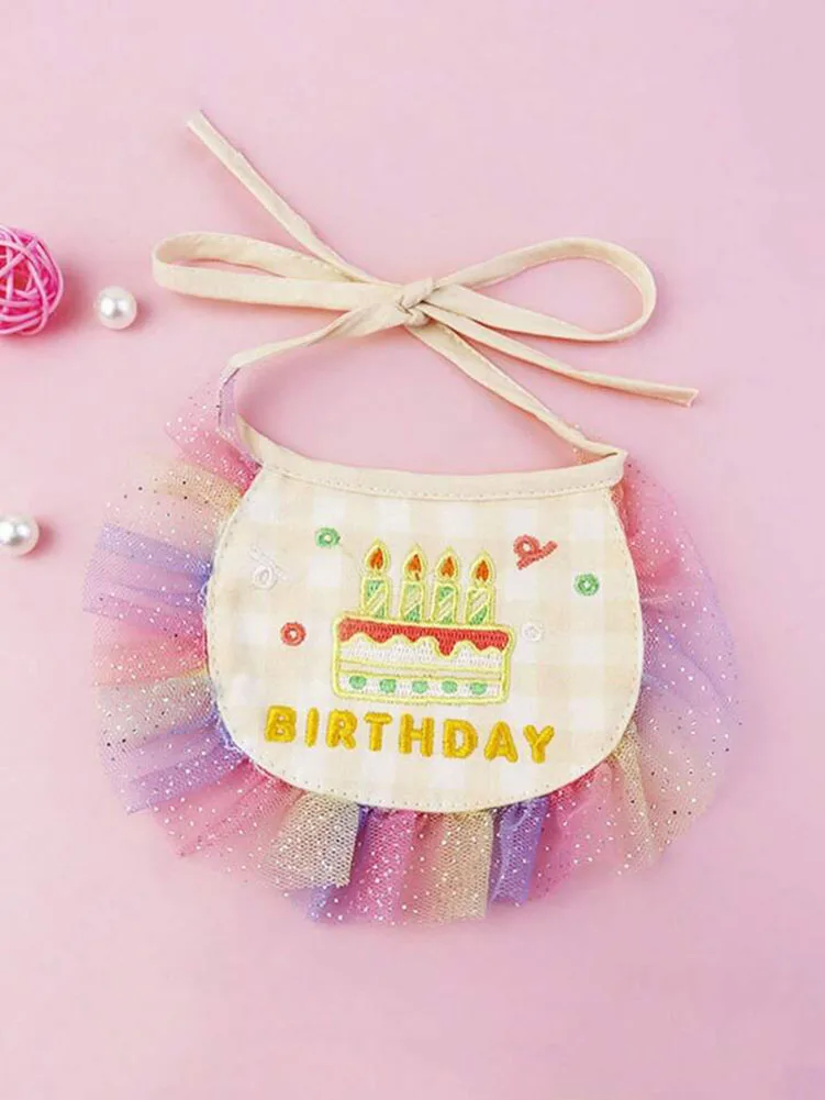 Pet Birthday Bib and Party Hat Cat Puppy Lace Saliva Towel Mini Doggy Bandana Scarf Dog Birthday Dress Up Supplies
