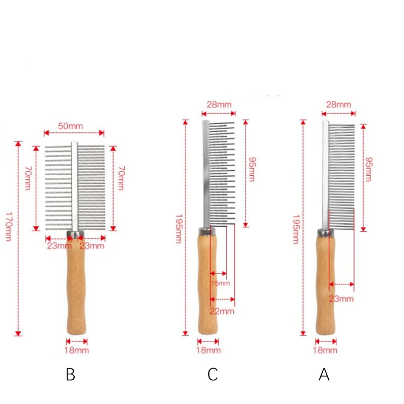 Dog Grooming Equipment Pet Hair Remover Cat Hair Comb Grooming Wooden Handle Cat Comb Smooth Hair Dog Brush Dog Accessories