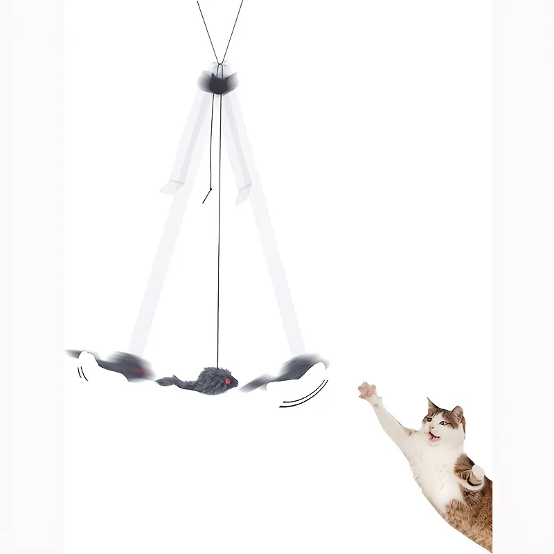 Interactive Door Hanging Cat Toy with Black Mouse Teaser - Entertain and Exercise Your Cat Toy for Indoor Cats Play Supplies