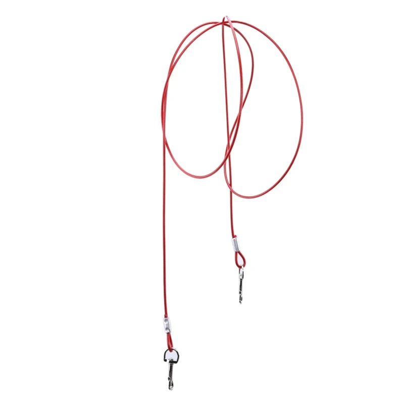 High Quality 5mm*3m Lengthen Steel Wire Dogs Rope Chain Durable Double-end Dogs Leash Cable Dual Heads Metal Hooks Pet Supplies
