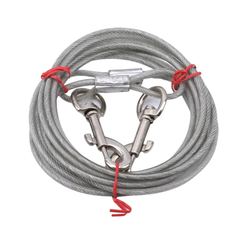 High Quality 5mm*3m Lengthen Steel Wire Dogs Rope Chain Durable Double-end Dogs Leash Cable Dual Heads Metal Hooks Pet Supplies