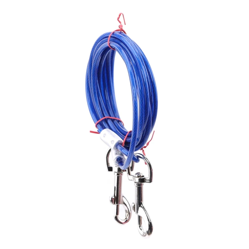 High Quality 5mm*3m Lengthen Steel Wire Dogs Rope Chain Durable Double-end Dogs Leash Cable Dual Heads Metal Hooks Pet Supplies