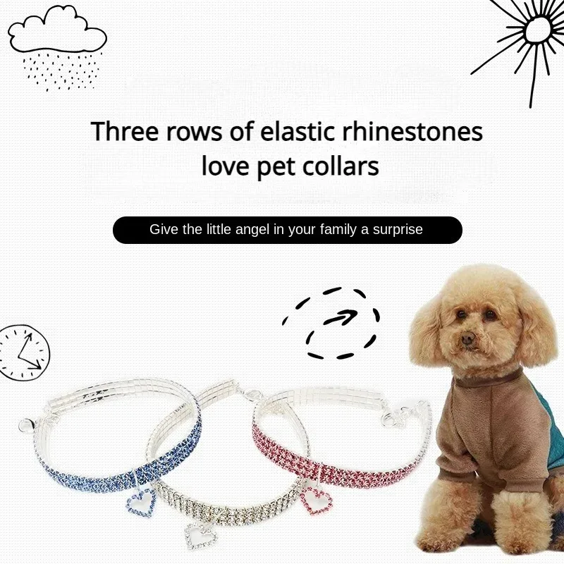 Pet Necklace Love Water Drop Water Diamond Cat Collar Dog Neck Jewelry Exquisite Cute Cat Gem Alloy Puppy Kitten Pet Supplies