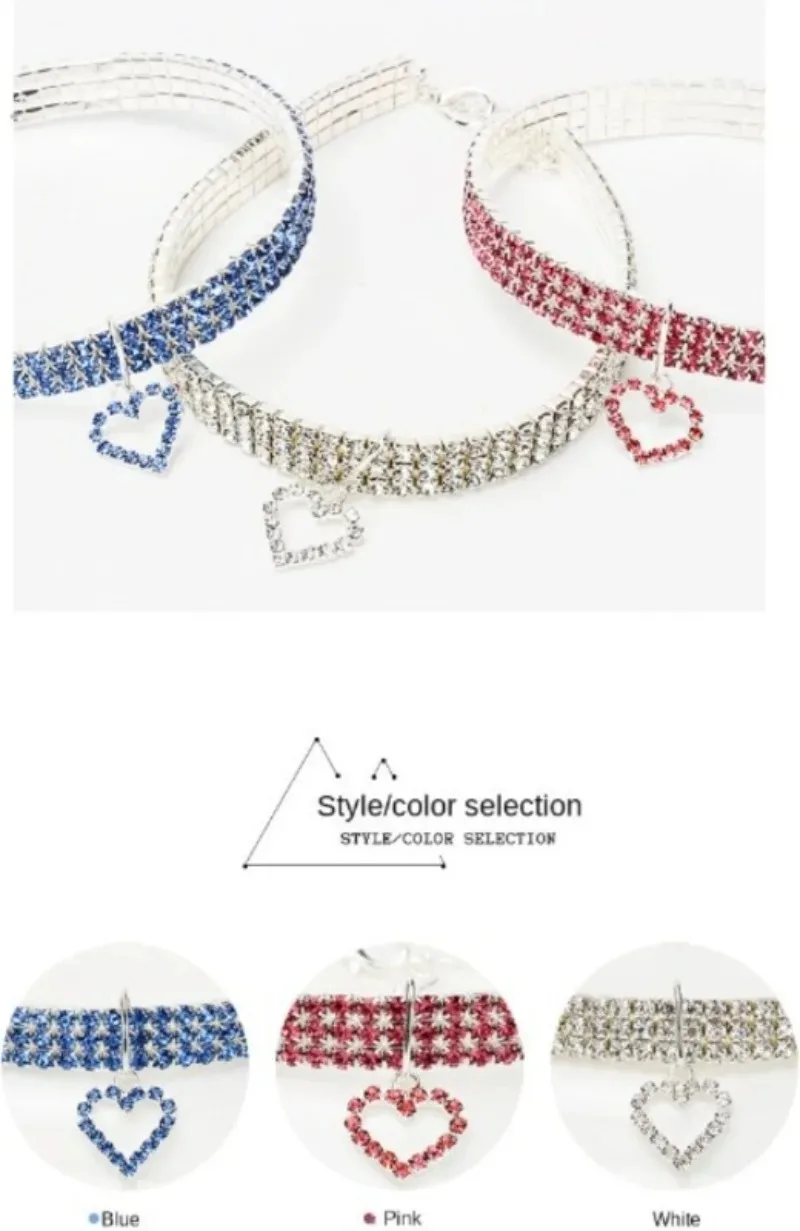 Pet Necklace Love Water Drop Water Diamond Cat Collar Dog Neck Jewelry Exquisite Cute Cat Gem Alloy Puppy Kitten Pet Supplies
