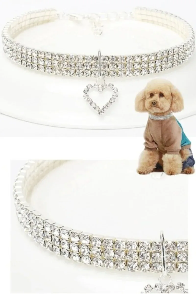 Pet Necklace Love Water Drop Water Diamond Cat Collar Dog Neck Jewelry Exquisite Cute Cat Gem Alloy Puppy Kitten Pet Supplies