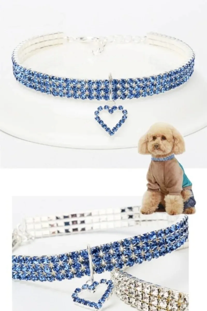 Pet Necklace Love Water Drop Water Diamond Cat Collar Dog Neck Jewelry Exquisite Cute Cat Gem Alloy Puppy Kitten Pet Supplies