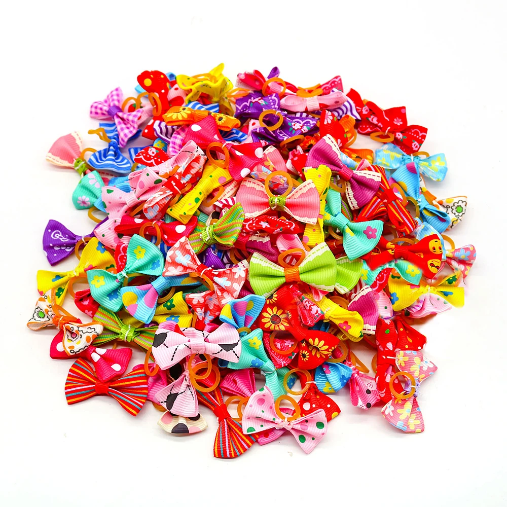 30PCS Small Dog Bows Pet Dog Hair Accessories Rubber Bands Small Dog Cat Hair Bows For Dogs Cats Grooming Products