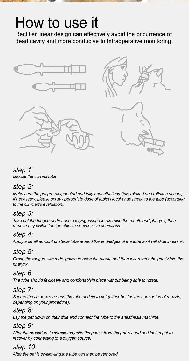 Tierarzt Cat Blind Intubation Tube Dog Blind Intubation Tube Rabbit Supraglottic Airway ET Tube Medical Soft Gel Set