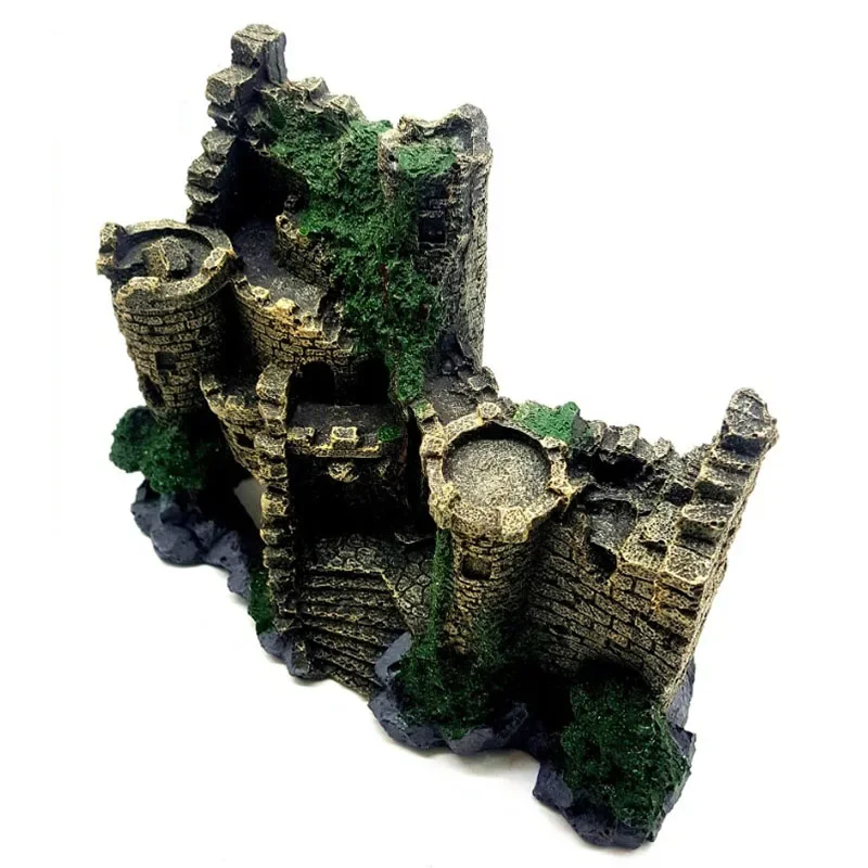 New Resin Artificial Fish Tank Ancient Castle Decoration Aquarium Rock Cave Building Decoration Aquatic Landscaping Ornament