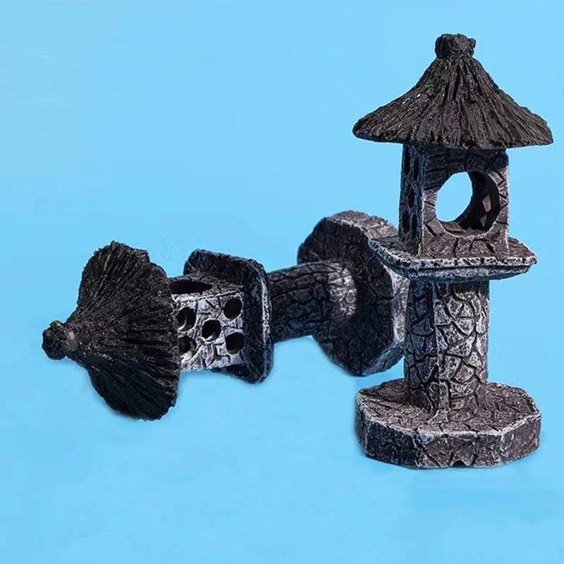 New Resin Artificial Fish Tank Ancient Castle Decoration Aquarium Rock Cave Building Decoration Aquatic Landscaping Ornament