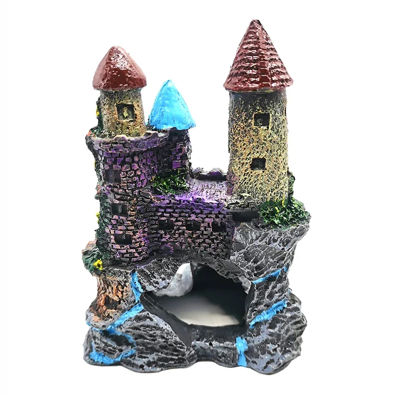 New Resin Artificial Fish Tank Ancient Castle Decoration Aquarium Rock Cave Building Decoration Aquatic Landscaping Ornament