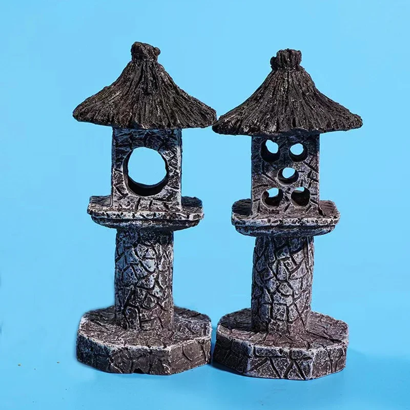 New Resin Artificial Fish Tank Ancient Castle Decoration Aquarium Rock Cave Building Decoration Aquatic Landscaping Ornament