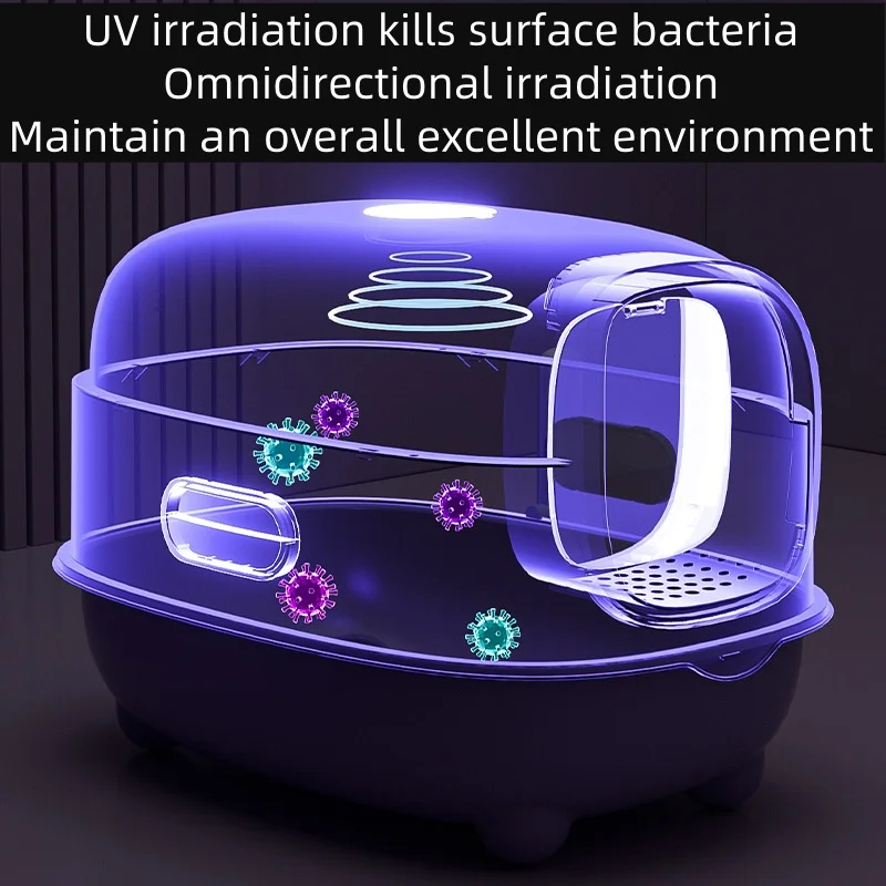 Cat Litter Box Oversize Rechargeable Sterilizing Deodorant Fully Enclosed Toilet Large Capacity UV Sterilizatio Odor Removal Cat