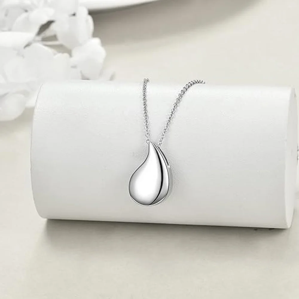 Cremation Jewelry Teardrop Urn Necklace for Ashes Stainless Steel Memorial Pendant for Ashes Memory Necklace Gift