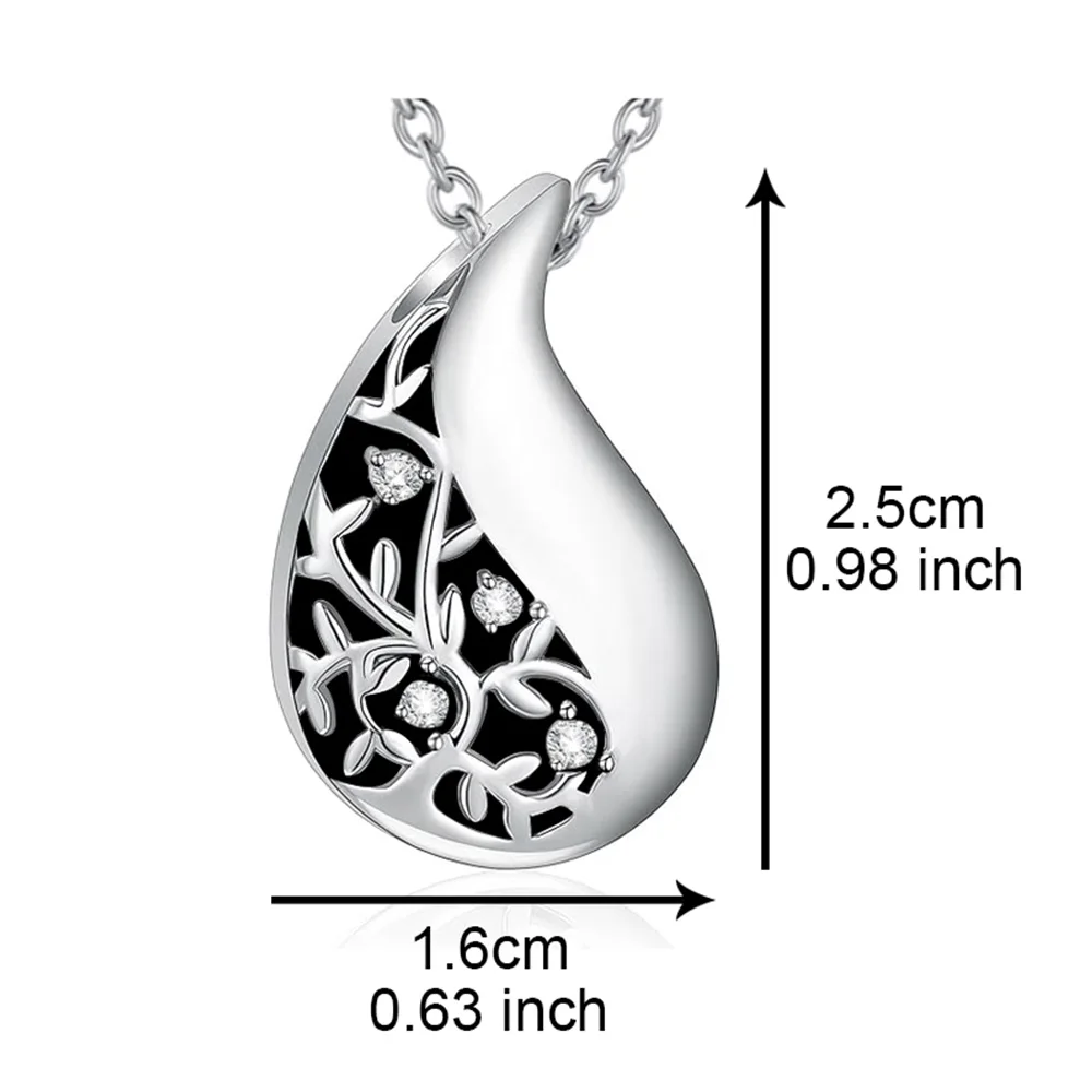 Cremation Jewelry Teardrop Urn Necklace for Ashes Stainless Steel Memorial Pendant for Ashes Memory Necklace Gift