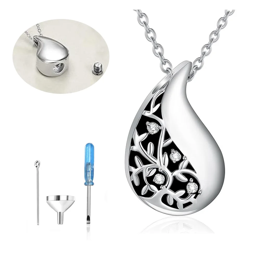 Cremation Jewelry Teardrop Urn Necklace for Ashes Stainless Steel Memorial Pendant for Ashes Memory Necklace Gift