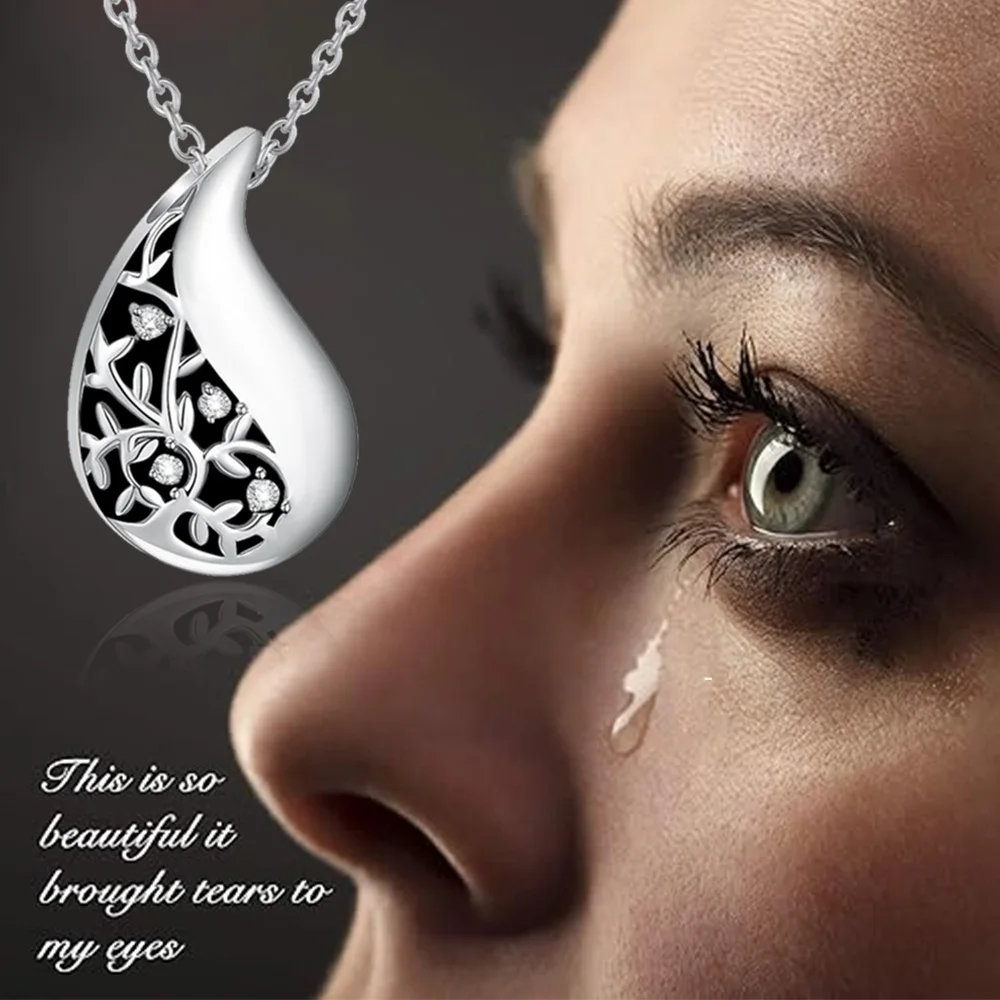 Cremation Jewelry Teardrop Urn Necklace for Ashes Stainless Steel Memorial Pendant for Ashes Memory Necklace Gift