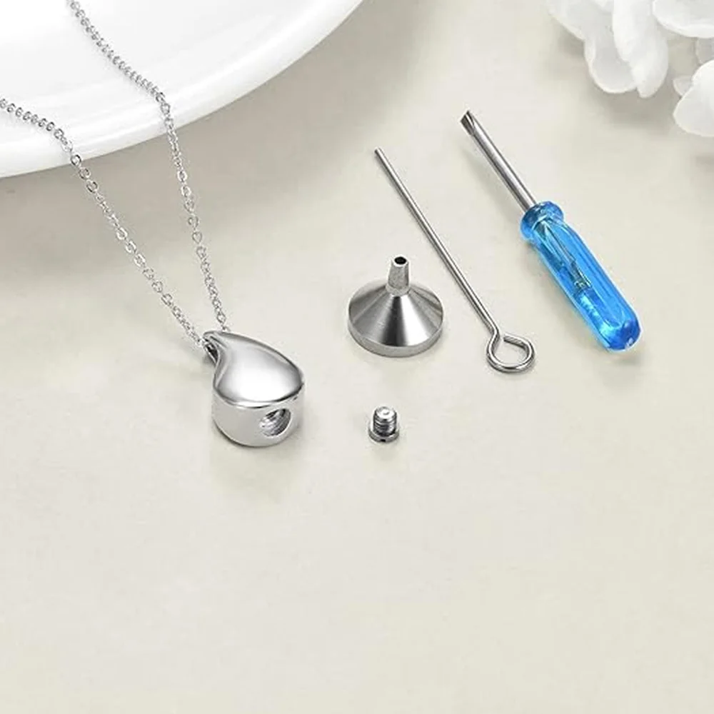 Cremation Jewelry Teardrop Urn Necklace for Ashes Stainless Steel Memorial Pendant for Ashes Memory Necklace Gift