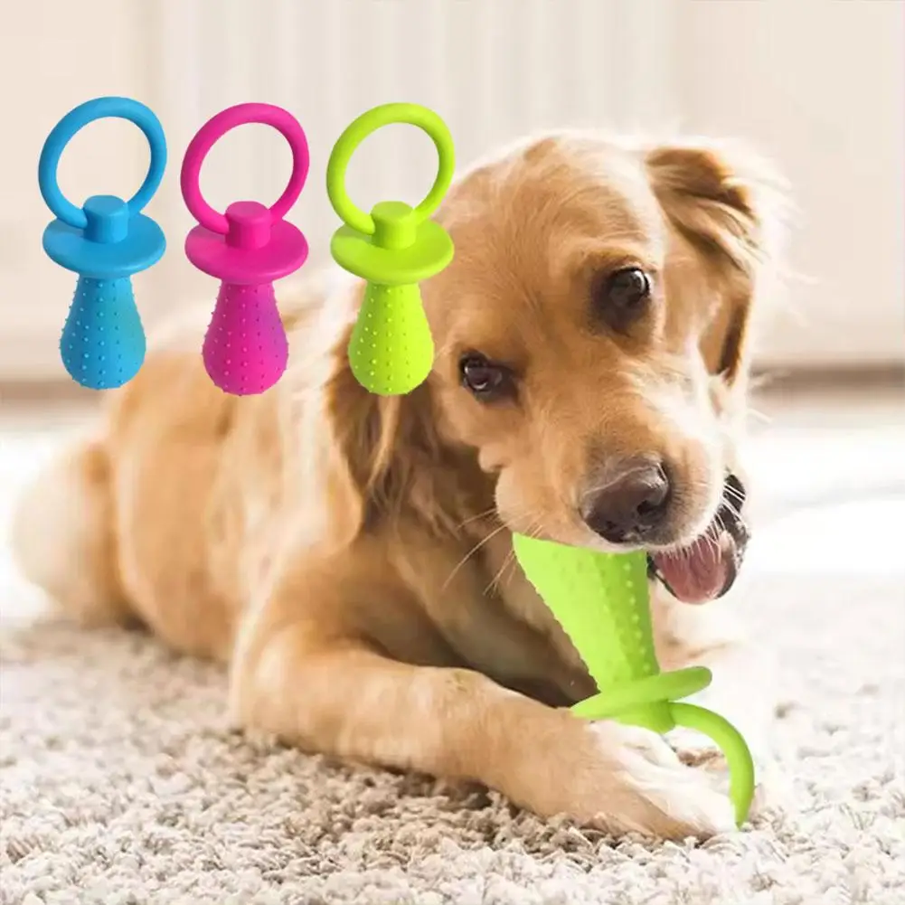 Rubber Dog Pacifier Toy With Bell For Teething - Pet Vocalization Toy And Chew Toy Supplies Pet Dog TPR Pacifier Toy