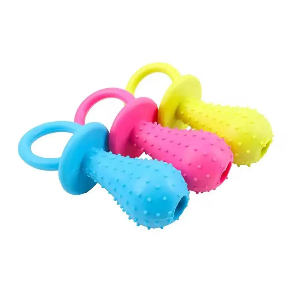 Rubber Dog Pacifier Toy With Bell For Teething - Pet Vocalization Toy And Chew Toy Supplies Pet Dog TPR Pacifier Toy