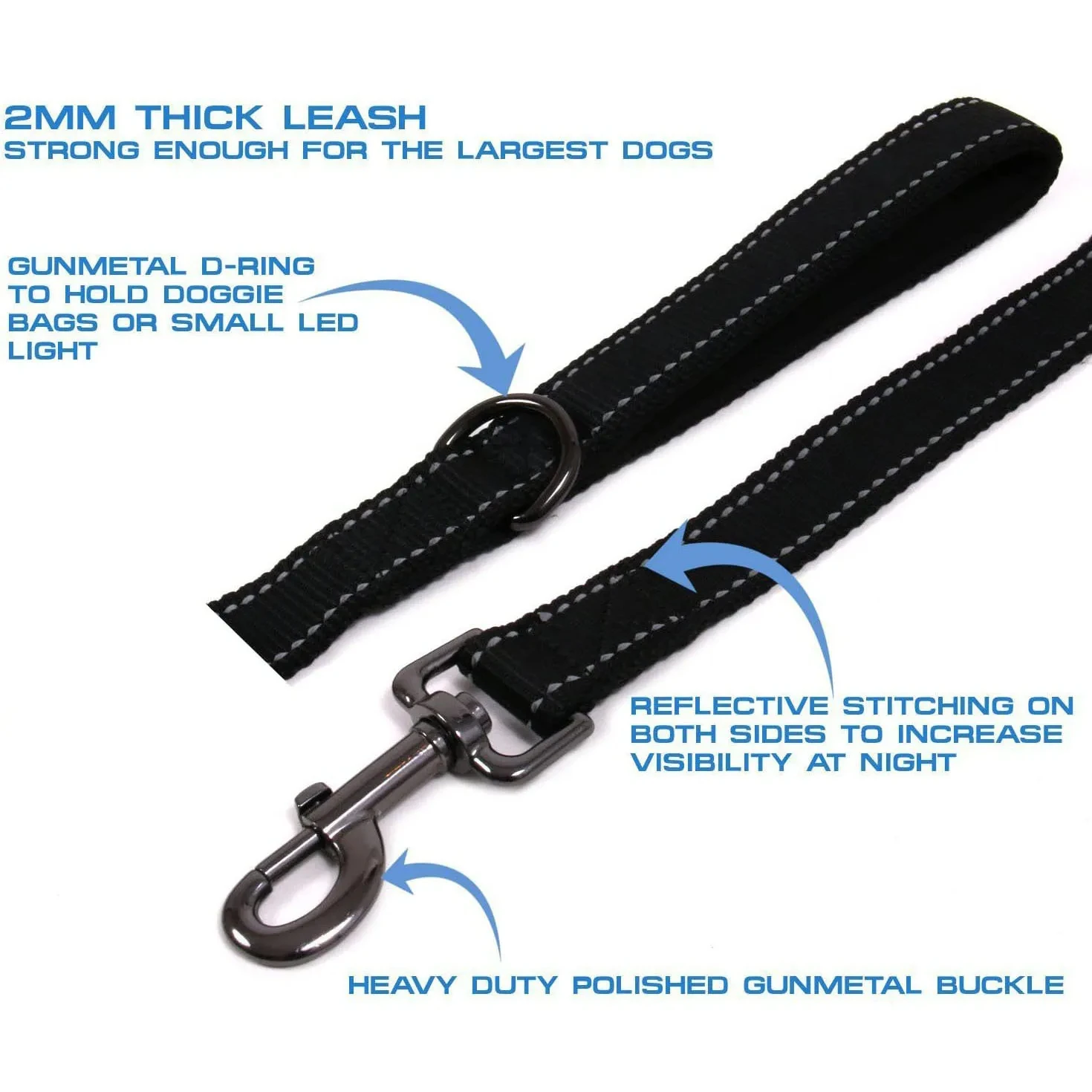 Dog Leashes Outdoor Travel Dog Training Chain Heavy Duty Double Handle Lead for Greater Control Safety Training Dual Handle