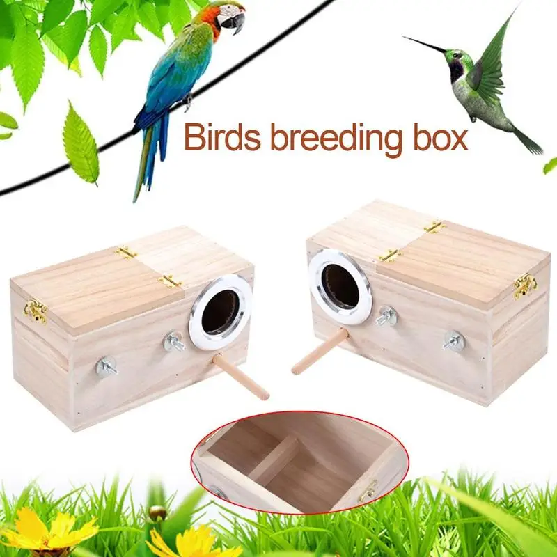 Wood Parrot Breeding Box Bird House Nest Breeding Decorative Pet Decoration Home Balcony Cages Accessories N0W8