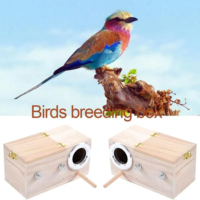Wood Parrot Breeding Box Bird House Nest Breeding Decorative Pet Decoration Home Balcony Cages Accessories N0W8