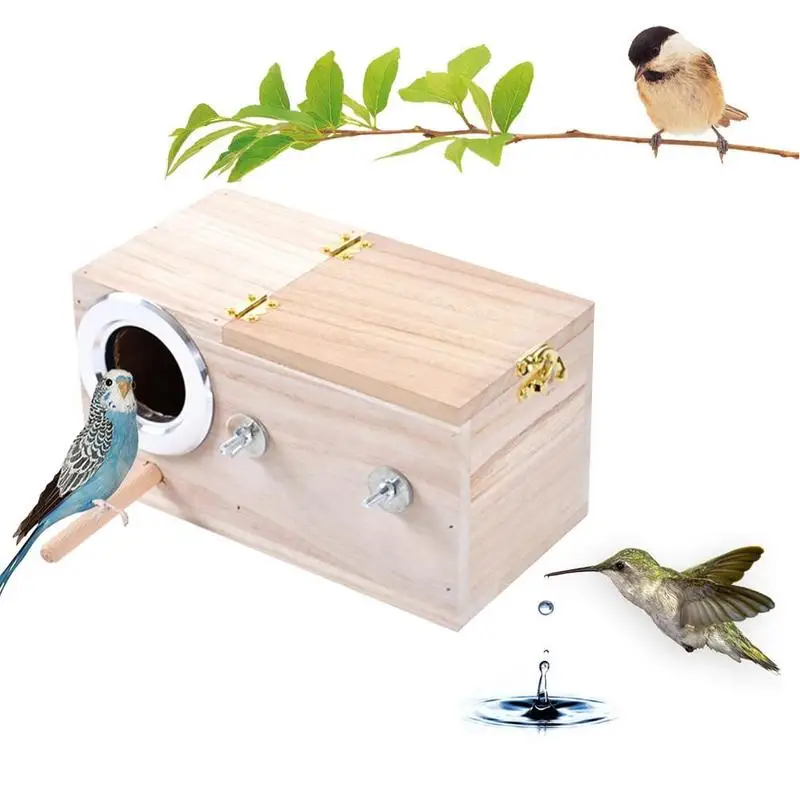 Wood Parrot Breeding Box Bird House Nest Breeding Decorative Pet Decoration Home Balcony Cages Accessories N0W8