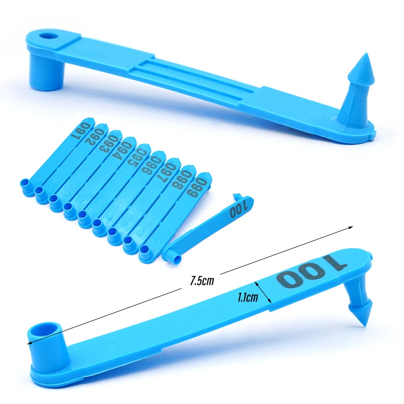 100pcs Animal Goat Ear Tags WIth Numbers Blue Color Dog Rabbits Sheep Ear Tags Nylon Material Sheep Laser Ear Tag No.001-500