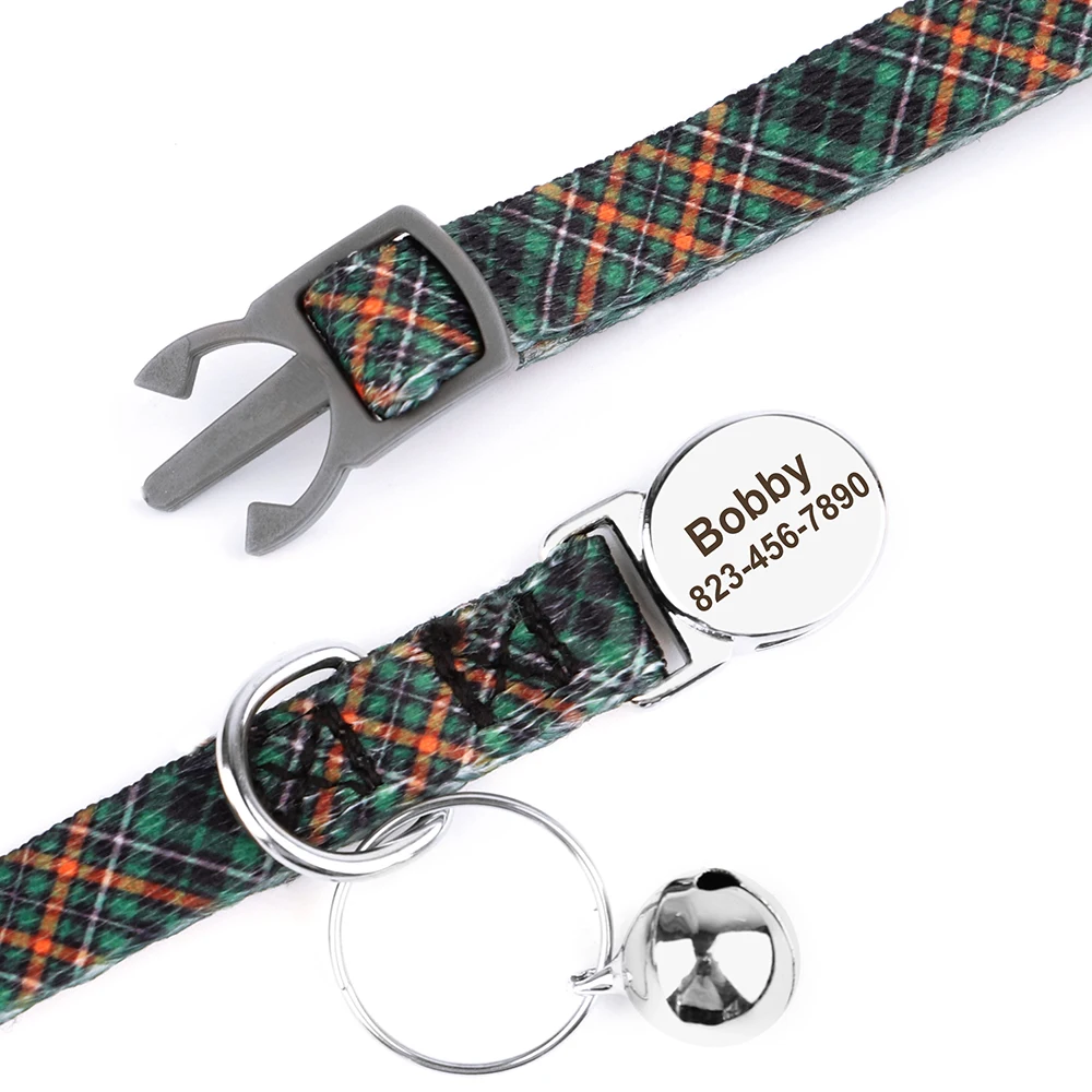 Personalized Cat ID Collar Anti-lost Puppy Cats Name Collars Custom Pet ID Name Tag Collars For Small Dogs Cats Bell Accessories