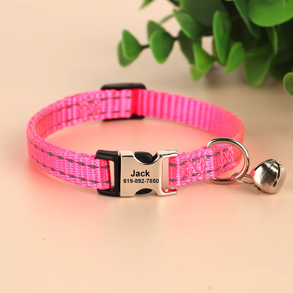 Personalized Cat ID Collar Anti-lost Puppy Cats Name Collars Custom Pet ID Name Tag Collars For Small Dogs Cats Bell Accessories