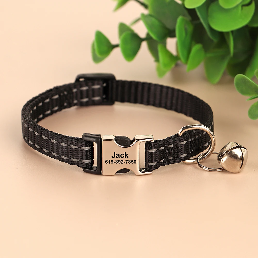 Personalized Cat ID Collar Anti-lost Puppy Cats Name Collars Custom Pet ID Name Tag Collars For Small Dogs Cats Bell Accessories